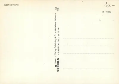 बर्लिन में गार्ड के अभ्यास — Wachablösung — एडिटर SCHIKKUS, संख्या B 1/6032 — पीछे