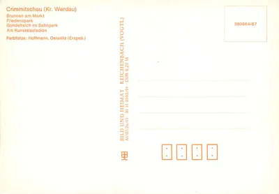 Crimmitschau — district of Werdau — publisher Bild und Heimat Reichenbach — Back