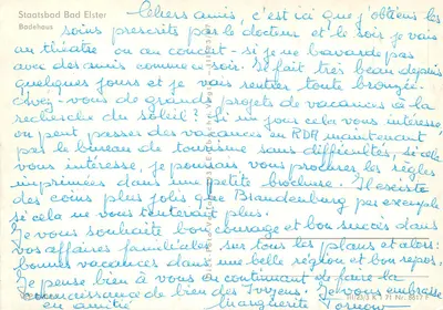 Banho Estatal de Bad Elster — Casa de Banho — editor VEB Foto-Vergt, n° 71 Nr. 8617 — Verso