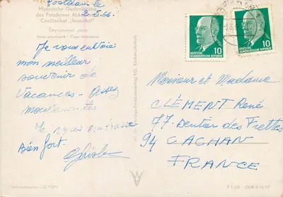 Cecilienhof — Cour intérieure — Heidige-Farbioletverlag KG, N° 419 — Verso