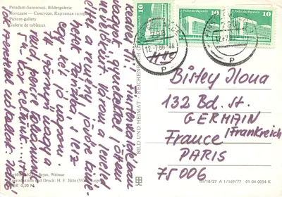 Potsdam-Sanssouci — Galeria de quadros — Reprodução e Druck: H. F. Jütte (VÖL) Leipzig — Verso