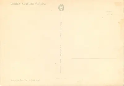 Dresden, Katolicka Hofkirche — wydawca Nowak, n° T 427/57 — Rewers