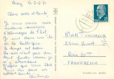 Gohren — spiaggia, casa a graticcio, gabbiani — Walter Werner Verlag, Leipzig — Verso