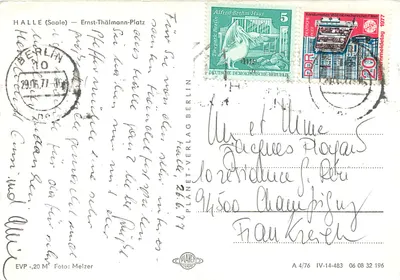 Halle (Saale) — Ernst-Thälmann-Platz — Planet-Verlag Berlin, A 4/76 — Verso