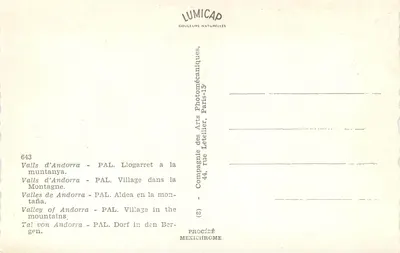 Llogarret — aldeia na montanha — Arts Letellier, Paris — Verso