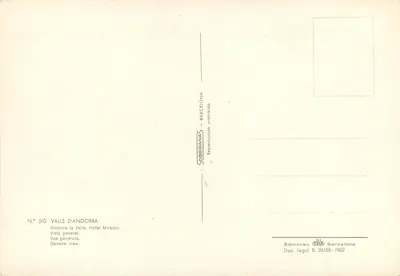 Andorra la Vella — Hotel Mirador — Ediciones VISA Barcelona — Verso