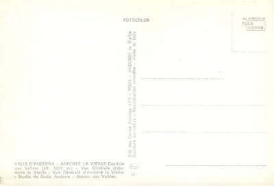 Andorre la Vieille — Widok ogółem — Wydawca POUX, nr 12 — Rewers