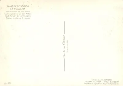 Most rzymski San Antoni — Valls d'Andorra, La Massana — Wydawca Clavérol, n° 993 — Rewers