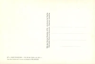 Vallès de Andorra — Pas de la Casa (alt. 2035 m.) — APA — Verso