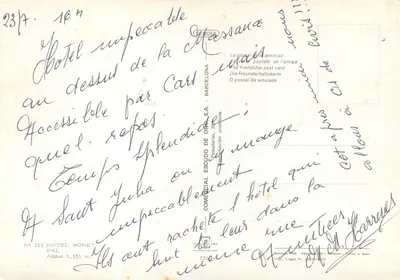 Hôtel Bonet — Andorrà — Éditeur Comercial ORO S.A. n° 215 — Verso