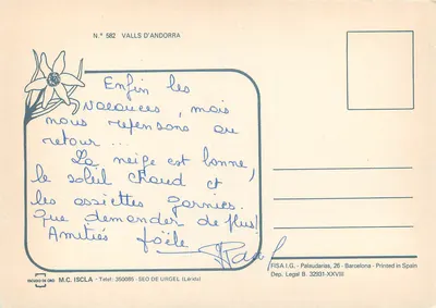 Andorra — paisagem invernal nevada — FISA I.G. - Palaudarias, 26 - Barcelona — Verso