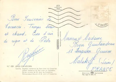 Igreja romana de Saint-Jean de Casselles — Andorra — Éditions OISA Barcelona, n° 1001 — Verso