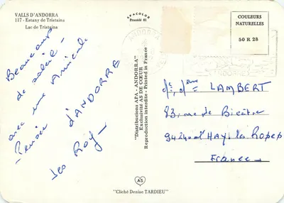 Jezioro Tristaina — Wali d'Andorra — wydawca APACOLOR, nr 117 — Rewers