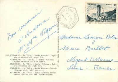Andorre-la-Vieille - Santa Coloma - Église romane du XIIe siècle — Cie des Arts Photomécaniques, n° 556 — Verso