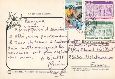 Record d'Andorre — Vista panorâmica e igreja — Editor Escudo de Oro, n° 821 — Verso