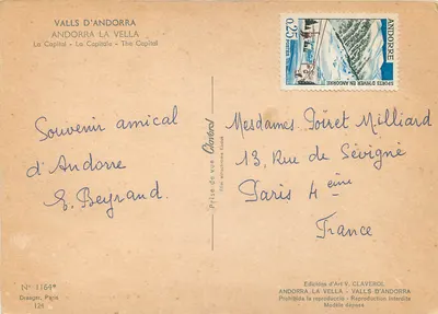 Claverol — Valls d'Andorra — Kunstausgabe V. Claverol, Nr. 1164* — Rückseite