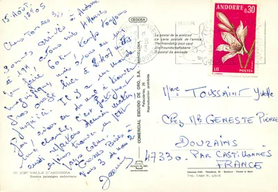 Andorra — paesaggi e siti — Editore ESCUDO DE ORO, n° 3027 — Verso