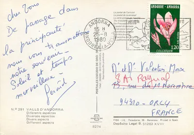 Andorra — Diversas vistas — Editor Postales Escudo de Oro, n° 291 — Verso