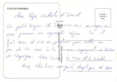 Andorra — Principado de Andorra — Couleurs Naturelles 3312 — Verso
