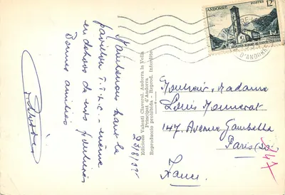 Nowoczesna pocztówka Wyspy Andorzy — Kontrola Andorzy z Andorzy la Vella z Engordany — Rewers