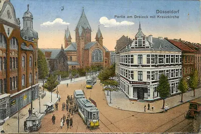 Düsseldorf — Parte am Dreieck mit Kreuzkirche — editor não visível
