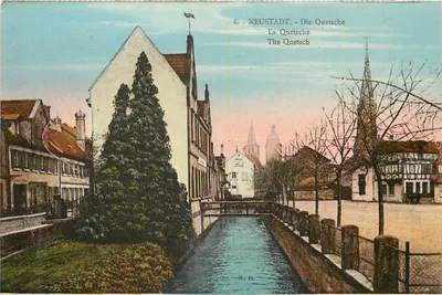 Neustadt - A Quetsche — vista do canal com igreja no fundo — M. H. (editor ?)