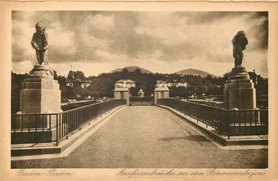 Baden-Baden — Gooofinenbrücke an den Gönneranlagen — Verlag von Emil Hartmann, Mannheim