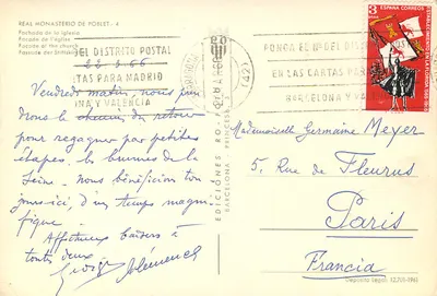 Mosteiro Real de Poblet — Fachada da igreja — Edições Ro-Fotó Princesa — Verso