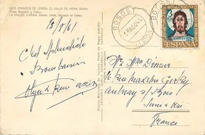Vila na vales dos Pirineus — Betrén, Viella, Gausach e Casau — Edições Municipais de Zaragoza, n° 5072 — Verso