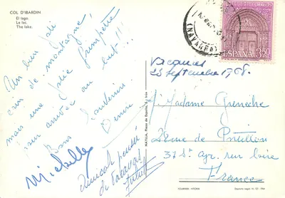 Przełęcz Ibardin — Jezioro górskie — Wydawca Fournier, Vitoria — Rewers