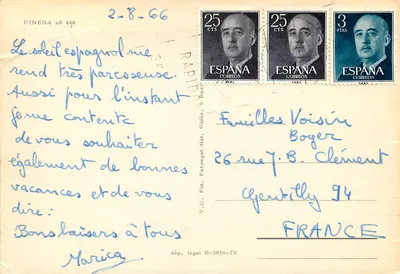 Praia, rua comercial, jardim e rua animada — Pineda, Espanha — editor Kodak, n° 464 — Verso