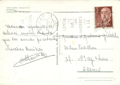 Adra — Widok panoramiczny z wieżą i portem — Wydawnictwo Agata — Rewers