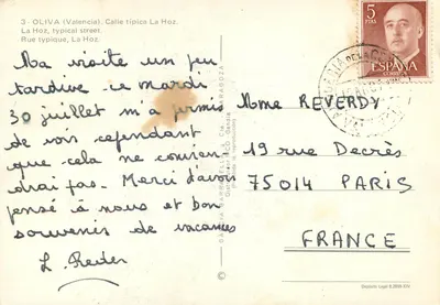 La Hoz (Oliva) — rua típica — GARCIA GARRAELL & CIA. n°3 — Verso
