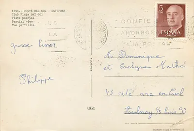 Club Playa del Sol — Estépona — vista parcial — editor desconhecido, n° 1694 — Verso