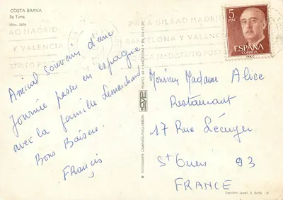 Sa Tuna — Costa Brava — Wydawca Pelayo, n° 2834 — Rewers