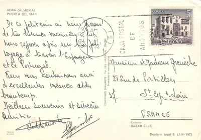 Adra — Recuerdo de Adra — Edições Caja Postal de Ahorros — Verso