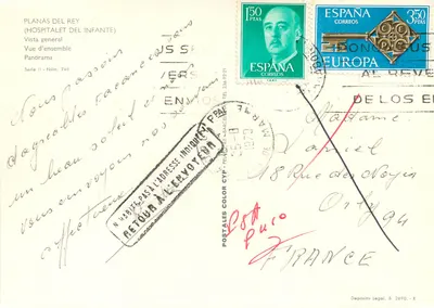 Planas del Rey (Hospitalet del Infante) — Widok ogółem — Postales Color, seria II, nr 748 — Rewers