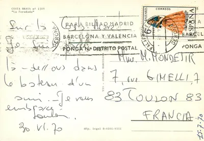 Costa Brava — La Foradada — editor Costa Brava n° 1308 — Verso