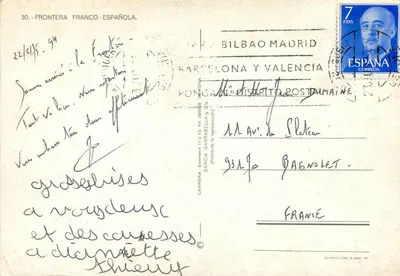 Granica francusko- Hiszpańska — La Junquera-Le Perthus — Wydawca: CARRERA — Rewers