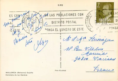 La Calobra — estrada sinuosa entre montanhas — Edições Planas, n° 2.512 — Verso