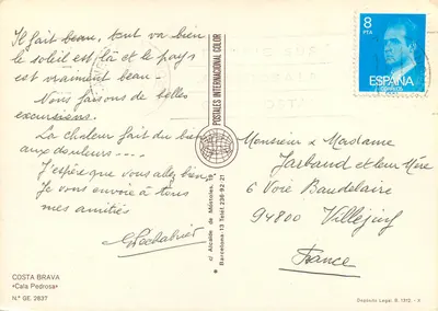 Cala Pedrosa — Costa Brava — editor POSTALES INTERNACIONAL COLOR, n° GE 2837 — Verso