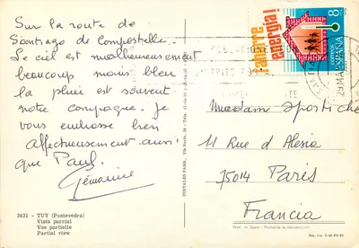 Tuy (Pontevedra) — Widok częściowy — Postales FAMA, nr 3431 — Rewers