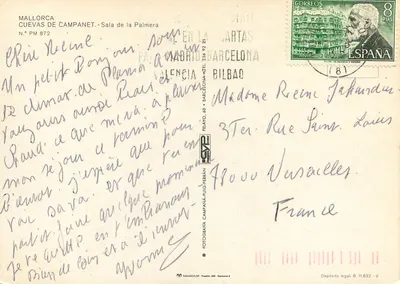Cuevas de Campanet — Sala da Palmera — Fotografía PM 872, Barcelona — Verso