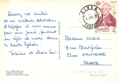 Pittoreska uliczka w Huesce — Wydawca Ainsa, nr 15 — Rewers