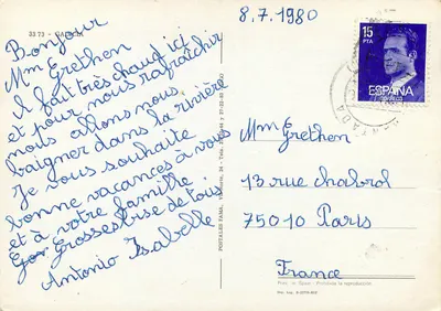 Dzieci w strojach tradycyjnych — Galicja — wydawca POSTALES FAMA, nr 33 73 — Rewers