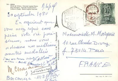 Picos de Urbion — Cascata Laguna Negra — Edições J.M. Zaragoza, n° 782 — Verso
