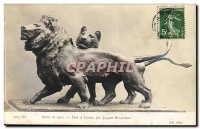 Leão e Leoa — Salão de 1907 — por Jacques Merculiano — ND Phot