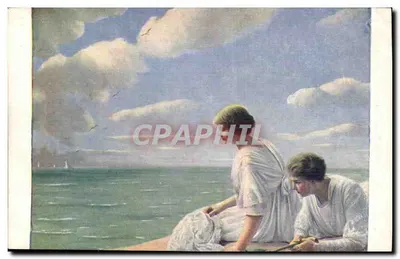 Duas mulheres na beira do mar — cena de praia — J. Leempe & Cie, Paris, N° 83