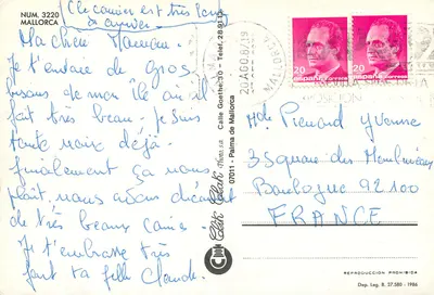 Mallorca — krajobraz z owcami, kwiatami i pomarańczami — Edith Photo s.a. n°3220 — Rewers