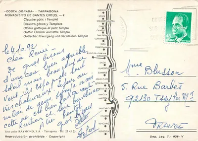 Mosteiro de Santes Creus — Tarragone — editor RAYMOND S.A. n°4 — Verso